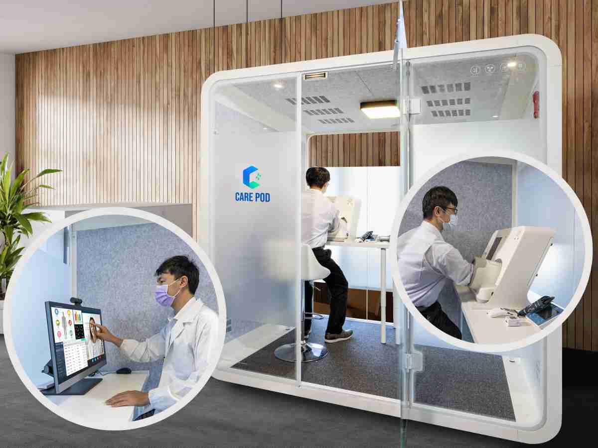 达擎于医疗科技展中展出＂远距诊疗舱＂，，以因应医疗数字化及社会高龄化趋势下、、、复诊及慢性病患等族群对于远距看诊需求逐渐升高所推出的创新整合方案。。多功能合一、、高隐私性的远距诊疗舱可根据病患端与医师端的不同需求，，提供弹性化及客制化功能，，，节省医生和病患的精力及时间