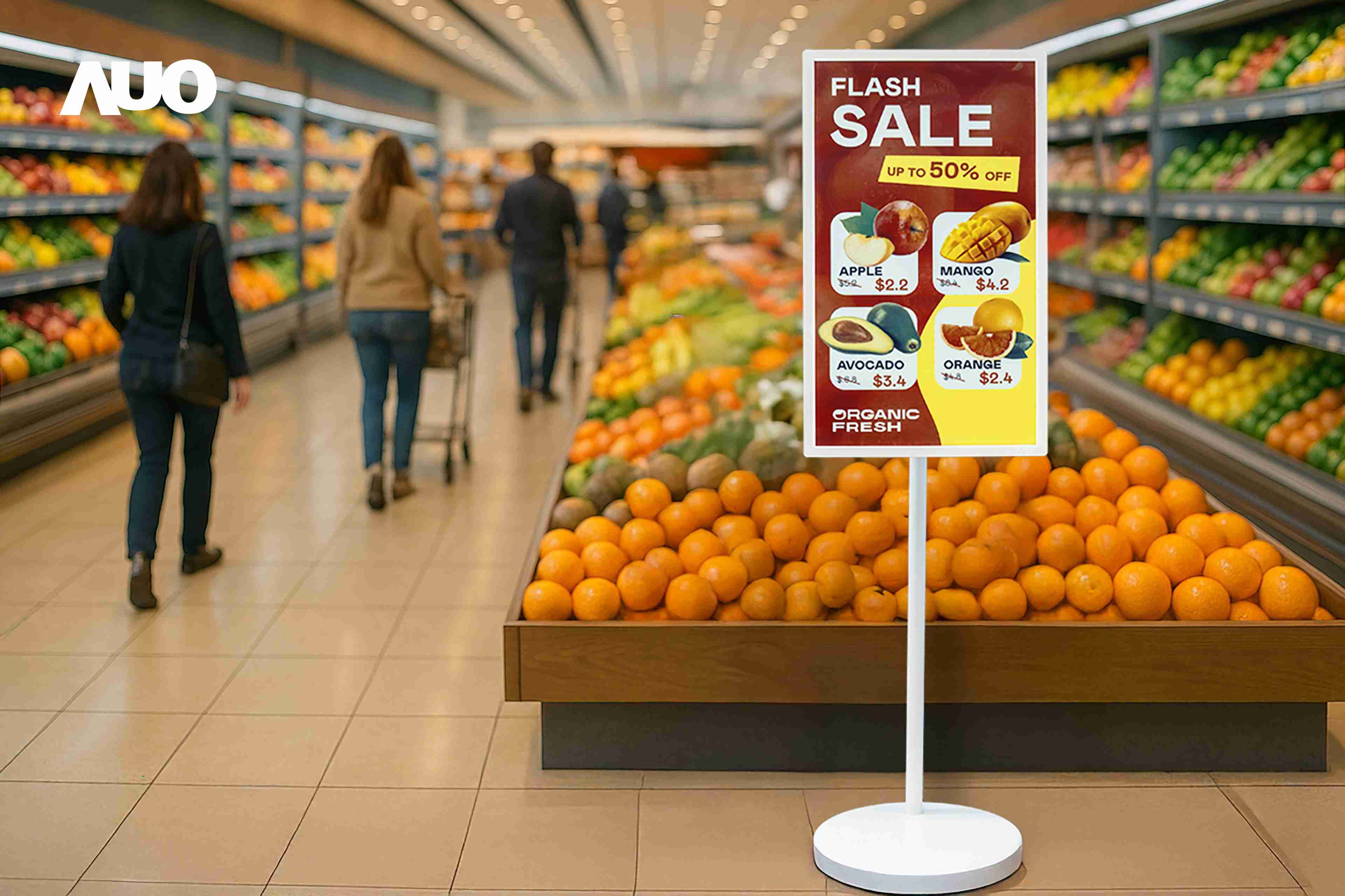 达擎首亮相低功耗、、、全彩的〝aecoPost电子纸解决方案〞，，仅在更新画面时需要微量的电力驱动，，无需布建电线的便捷设计，，，，使其可灵活应用、、、随意置放，，，并可透过云端或行动装置app，，轻松管理及排程广告内容，，，晋升店头营销利器。。。